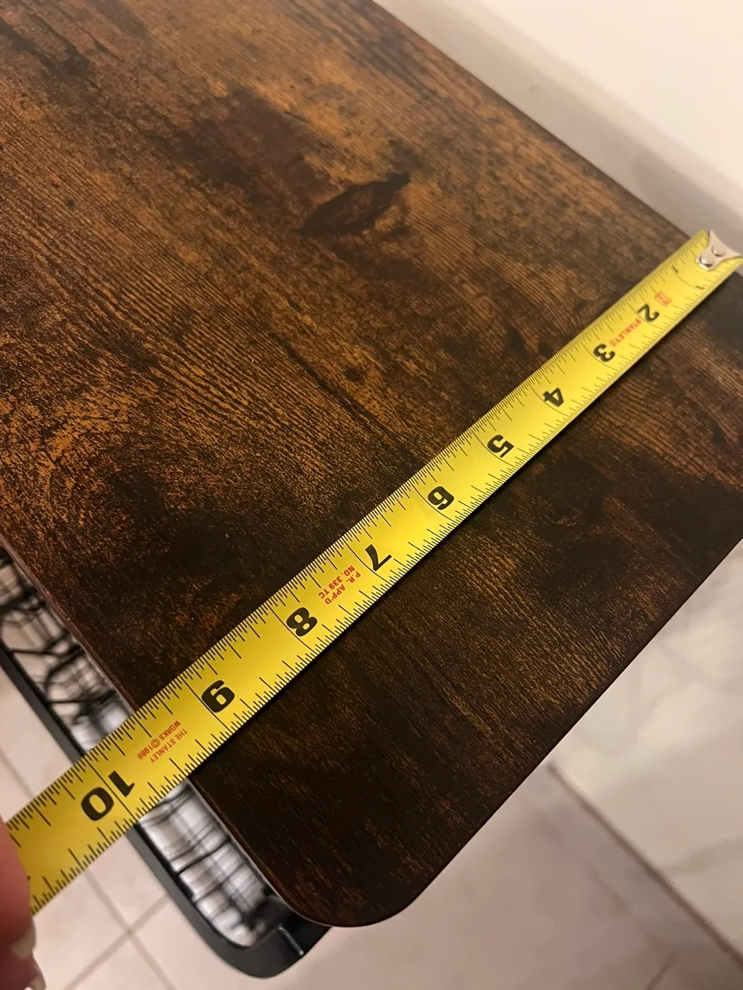 Black Metal 4-Tier Rolling Cart with Wooden Top image indicator(6)