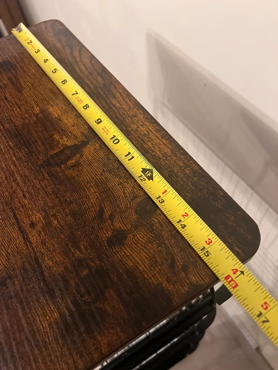 Black Metal 4-Tier Rolling Cart with Wooden Top image indicator(5)