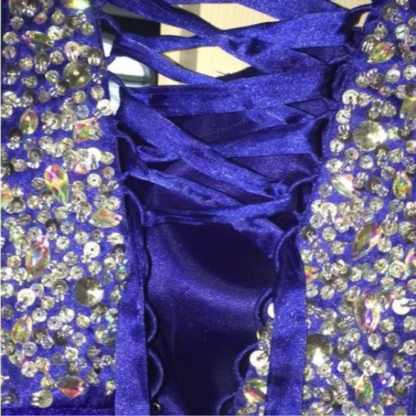 Stunning Royal Blue Rhinestone Prom Dress image indicator(2)