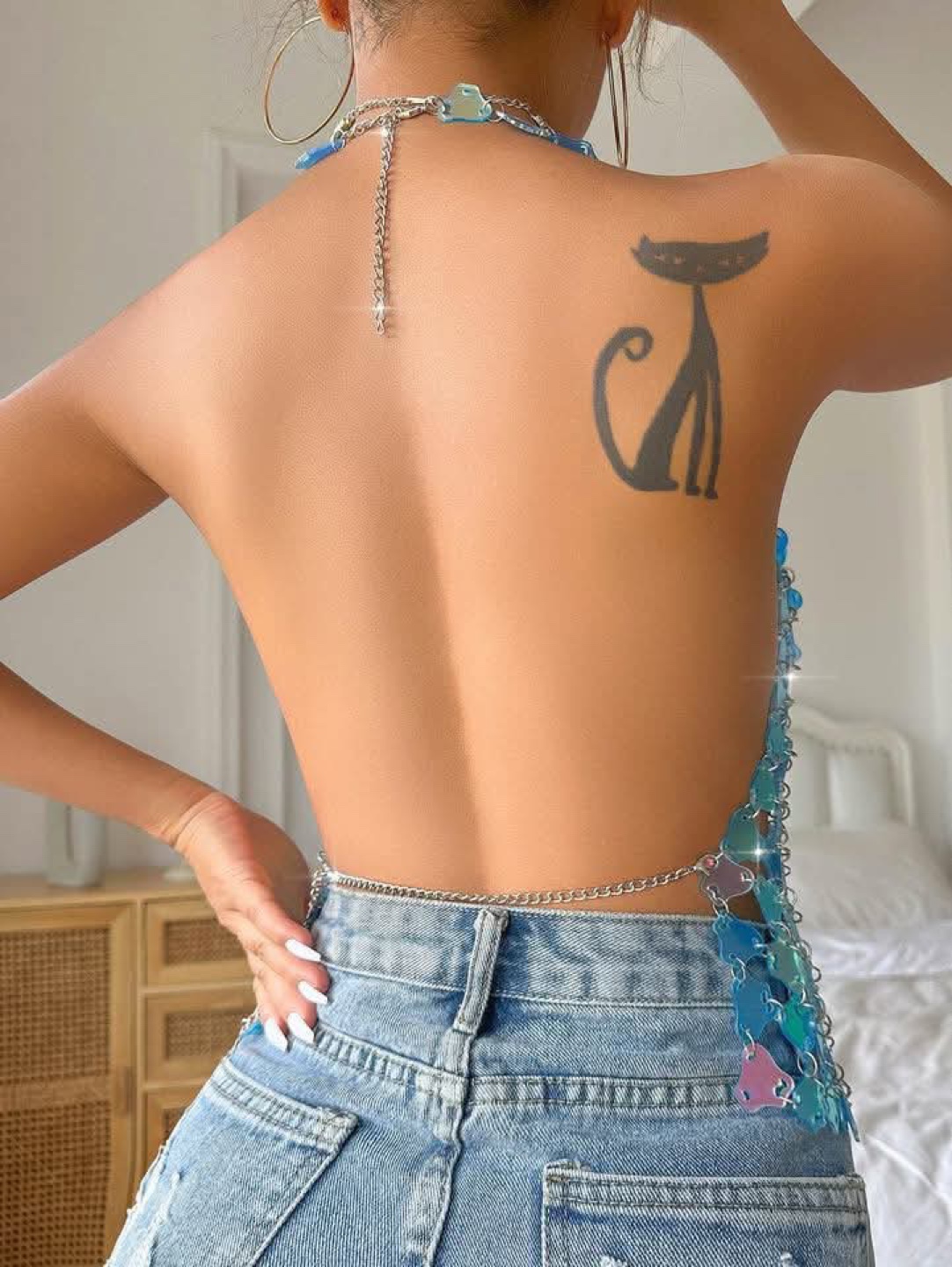 Pink Metal Chainmail Halter Top - photo 3