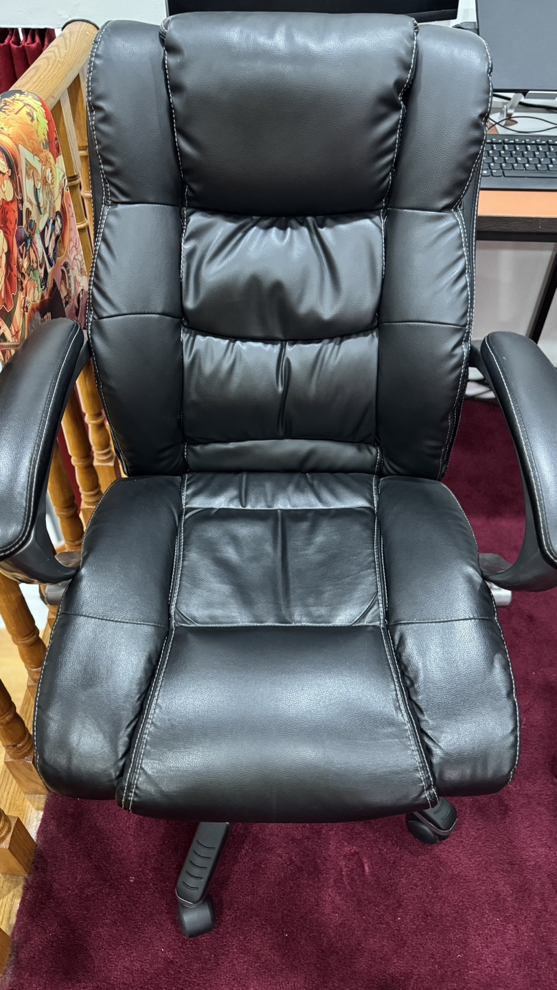 Black Leather Office Chair with Adjustable Height - photo 2