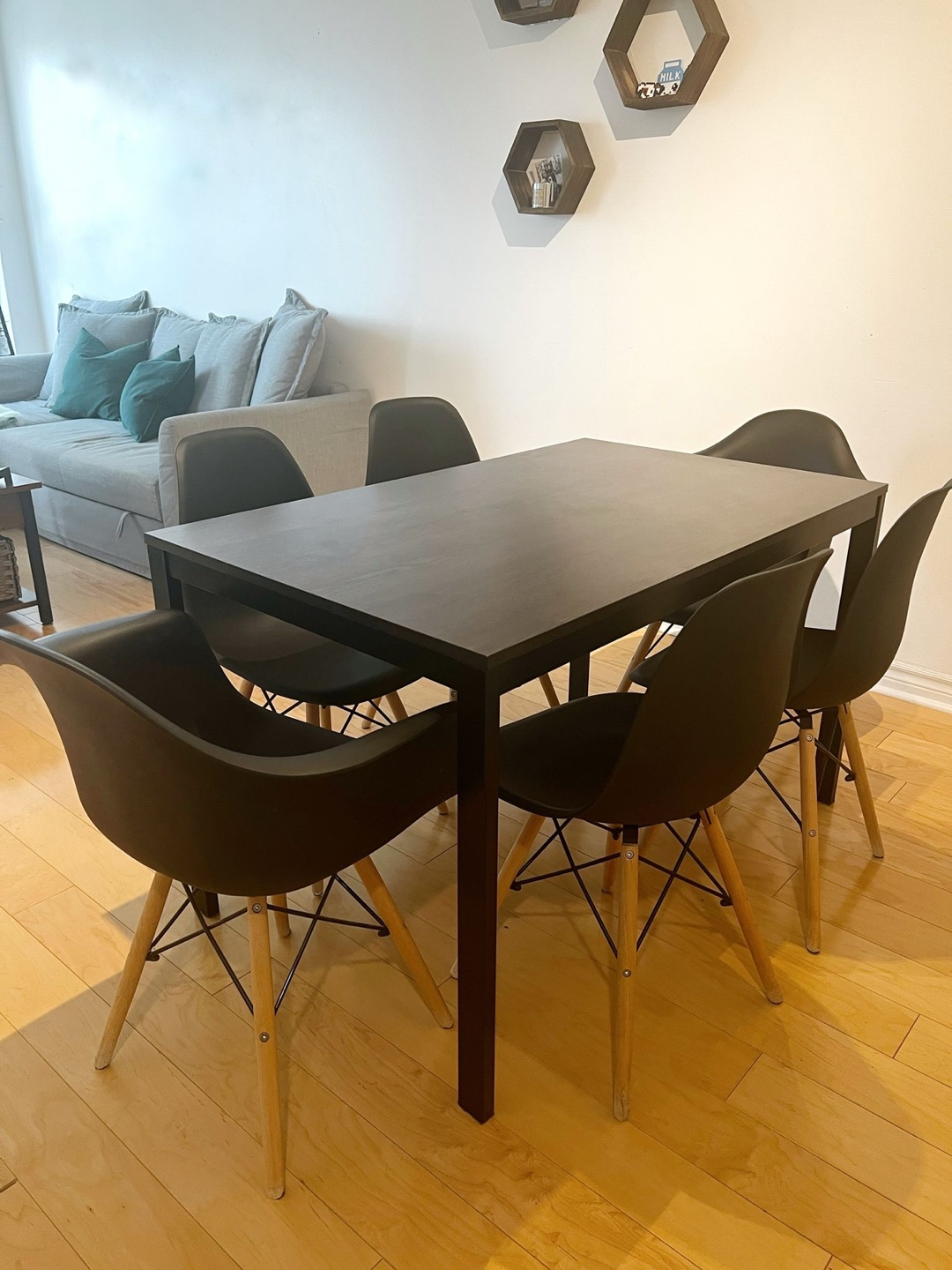 Modern Extendable Dining Table - Dark Wood Finish