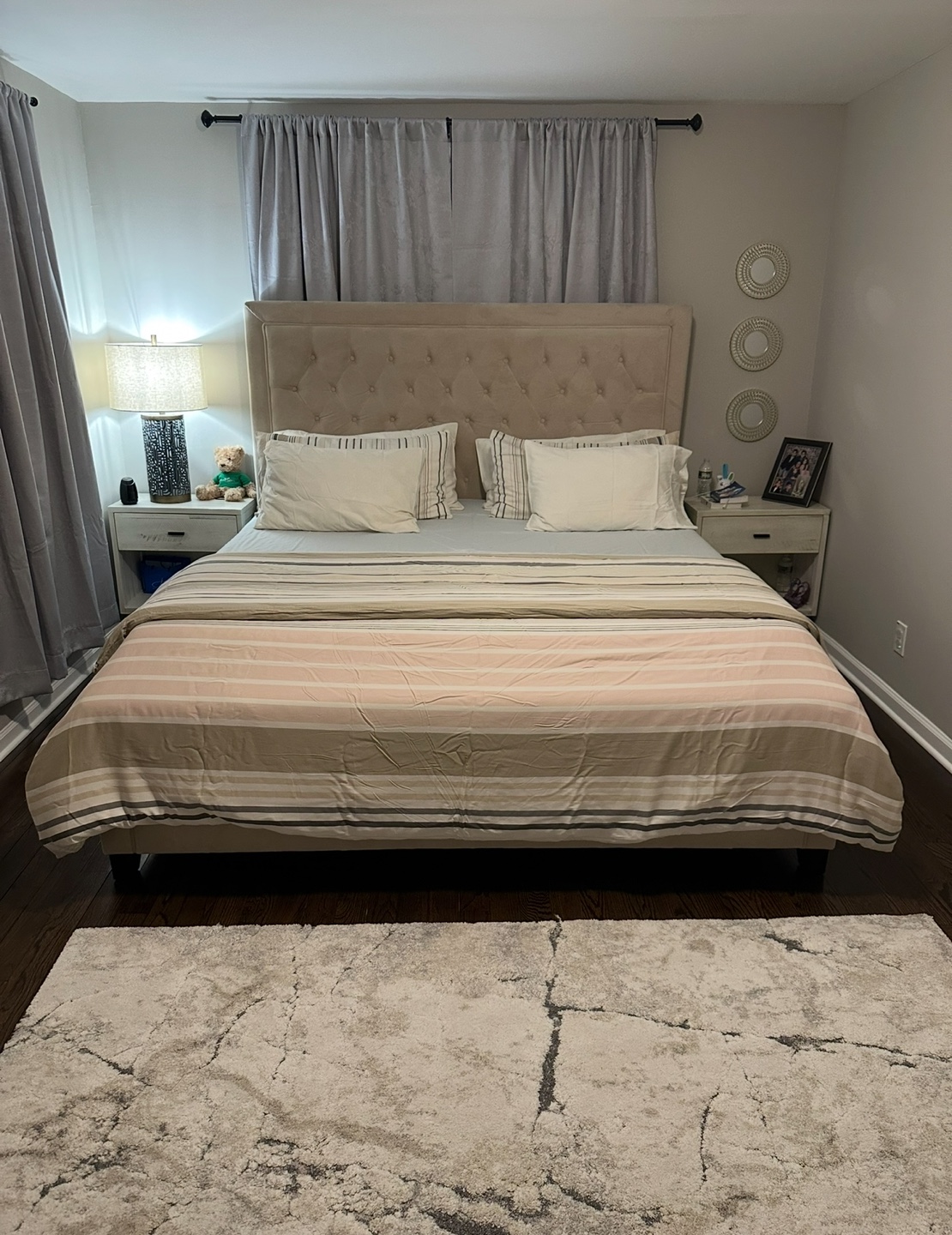 King Size Bed Frame with Upholstered Headboard - photo 2