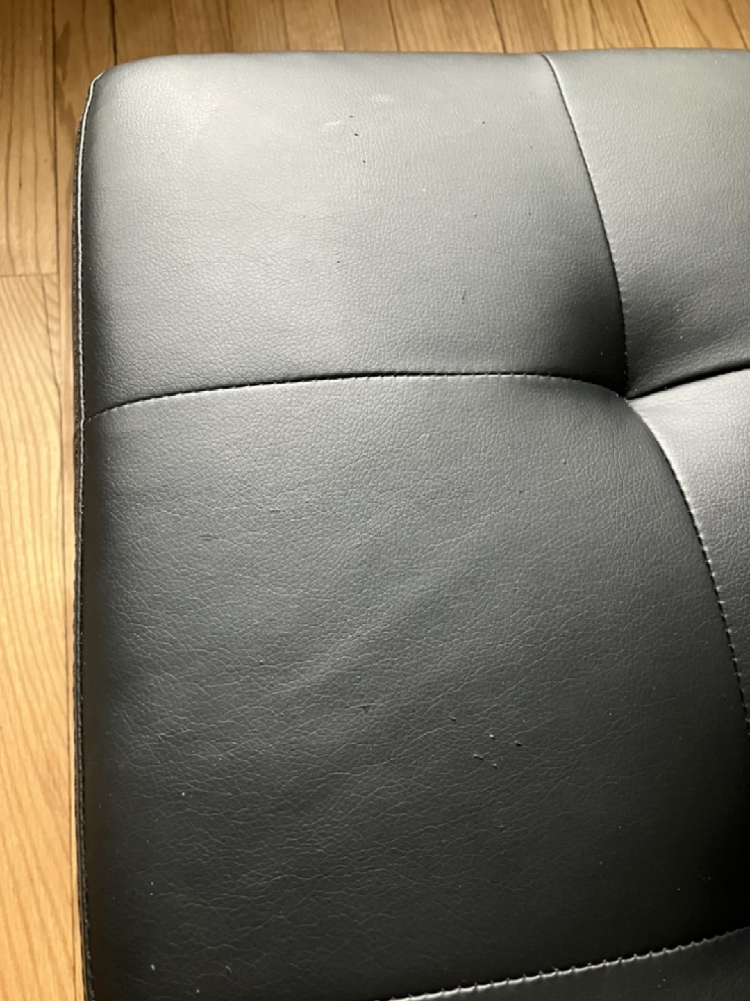 Black Faux Leather Futon Sofa Bed with Cup Holders - photo 4