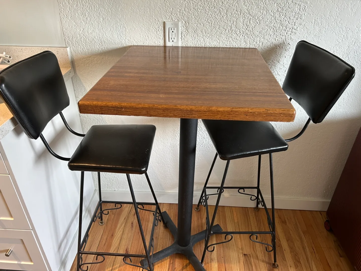 Small Square Pub Table with Two Stools thumbnail