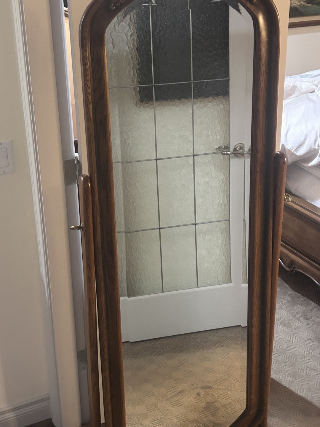 Antique-Style Full-Length Wooden Floor Mirror