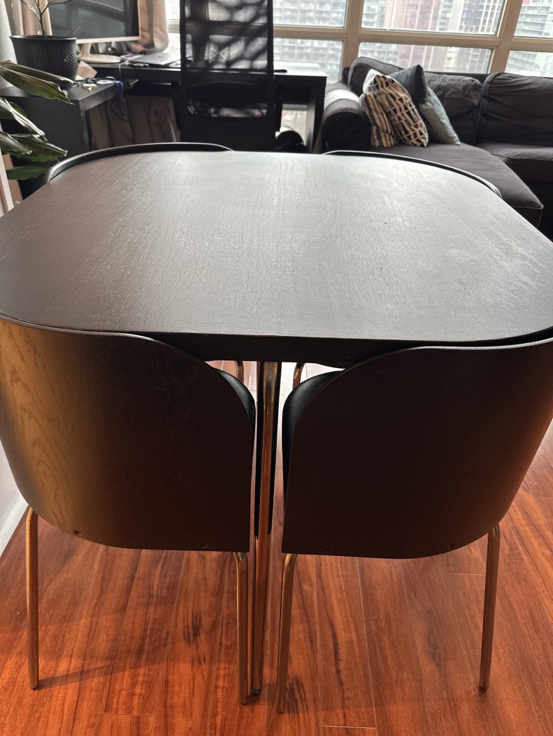 Small Black Dining Table and Four Chairs Set