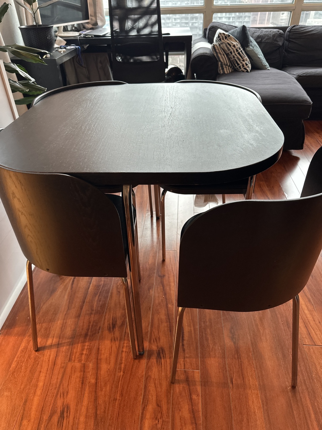 Small Black Dining Table and Four Chairs Set - photo 2