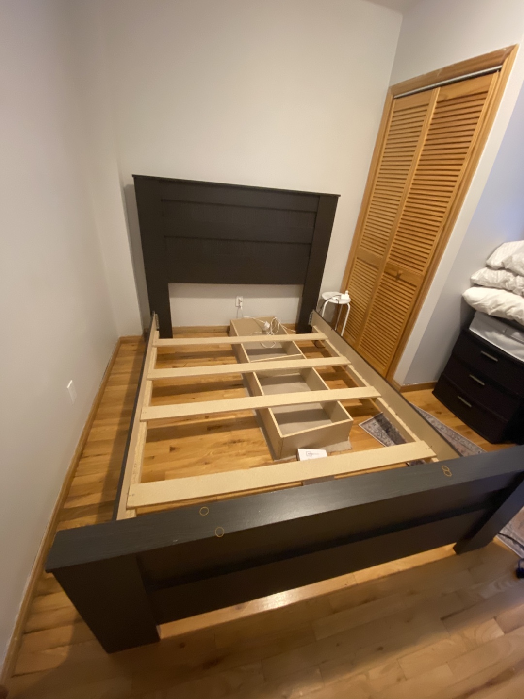 FREE Dark Grey Double Bed Frame with Headboard