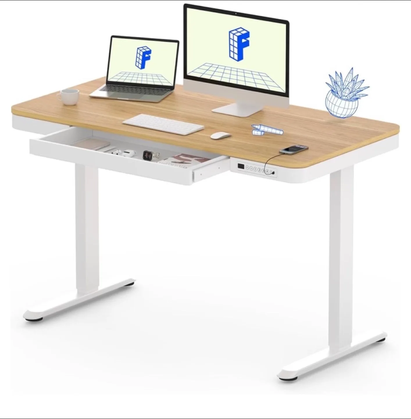FlexiSpot Standing Desk - Adjustable Height - Maple Top image indicator(2)