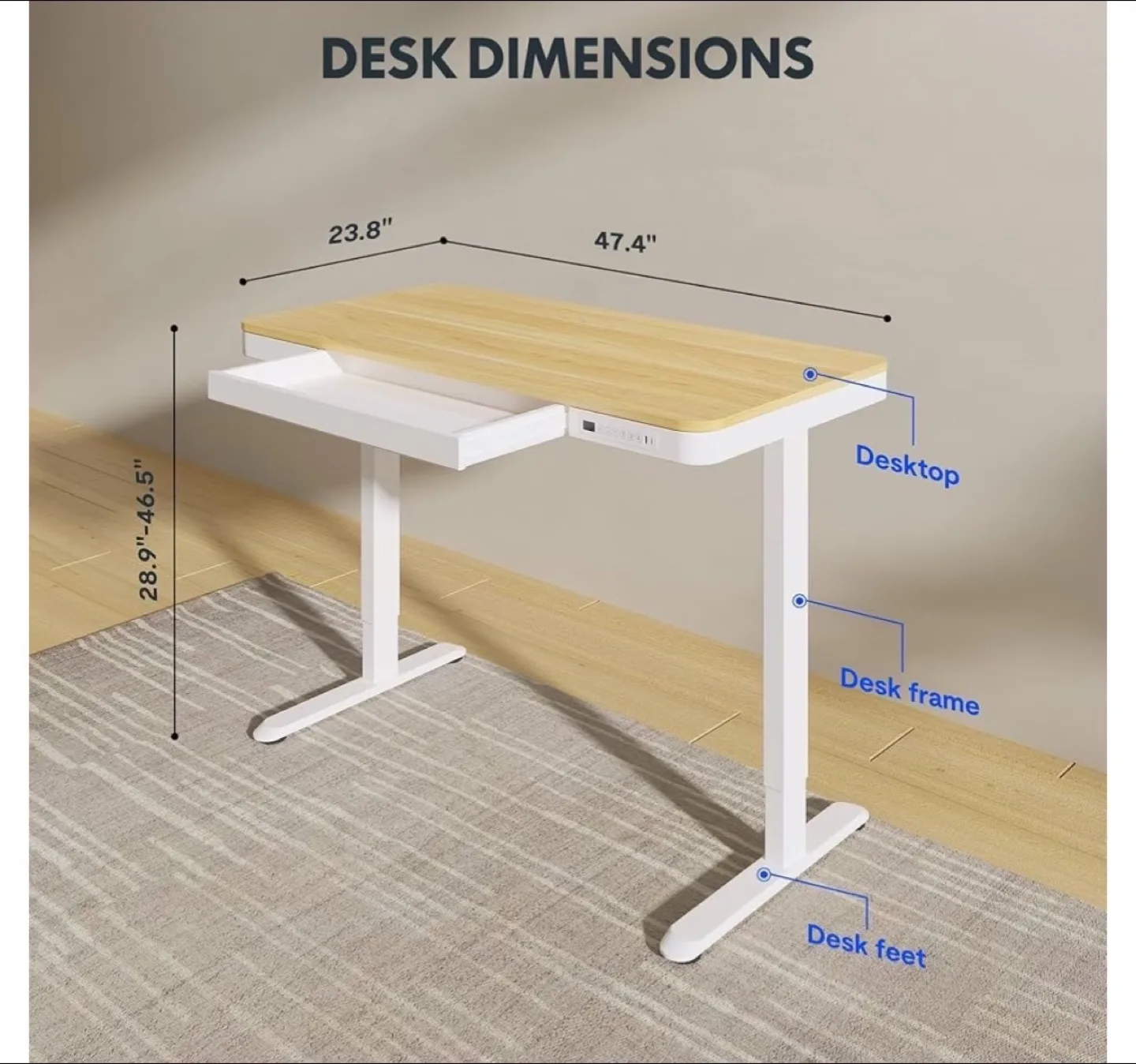 FlexiSpot Standing Desk - Adjustable Height - Maple Top image indicator(3)