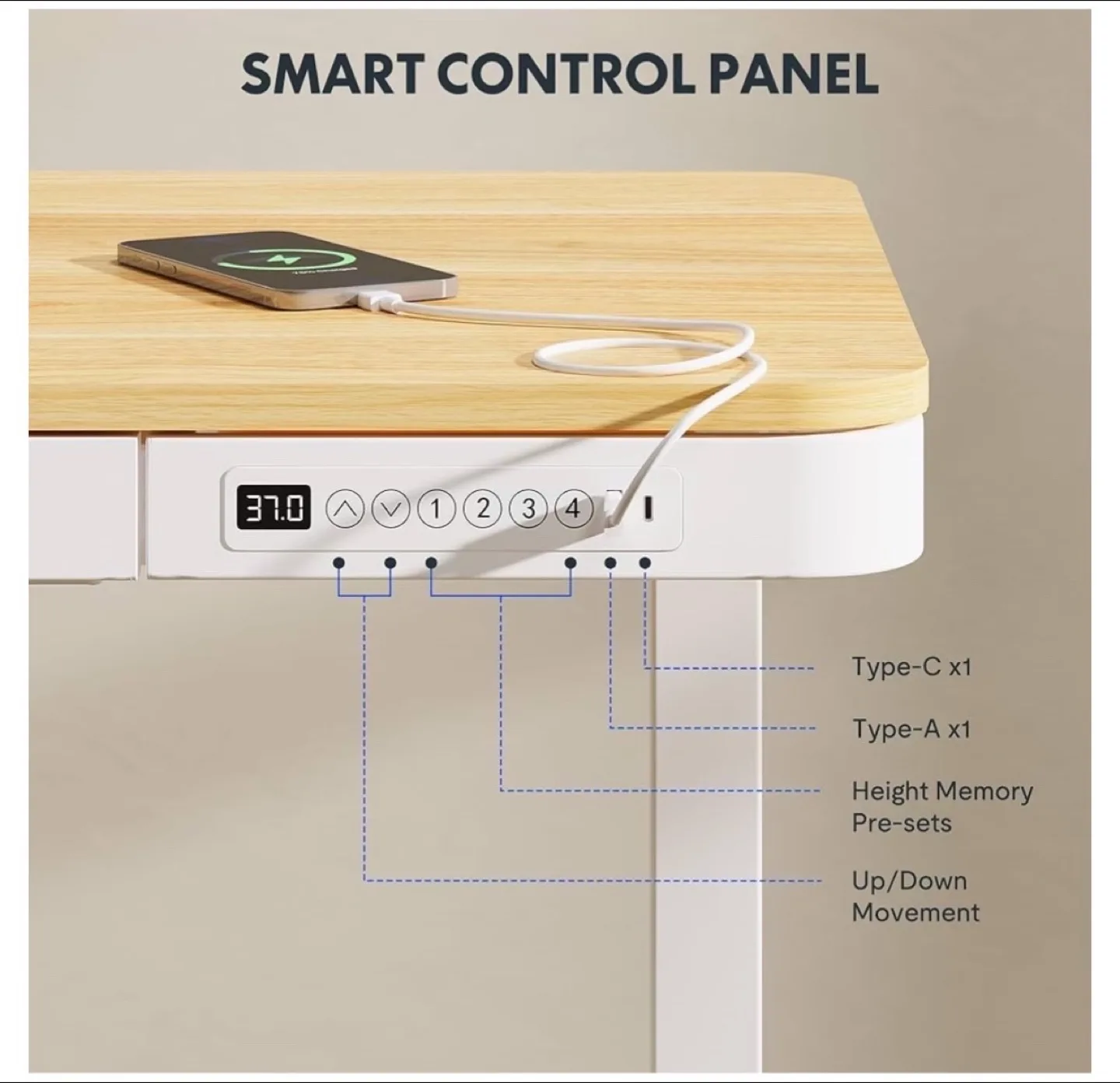 FlexiSpot Standing Desk - Adjustable Height - Maple Top image indicator(6)