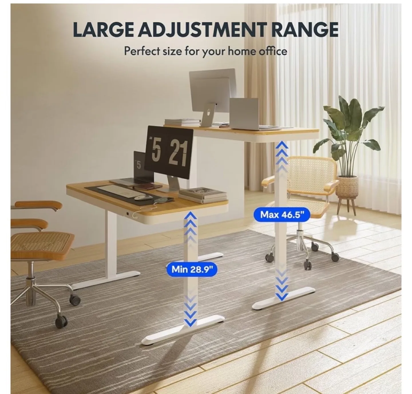 FlexiSpot Standing Desk - Adjustable Height - Maple Top image indicator(7)