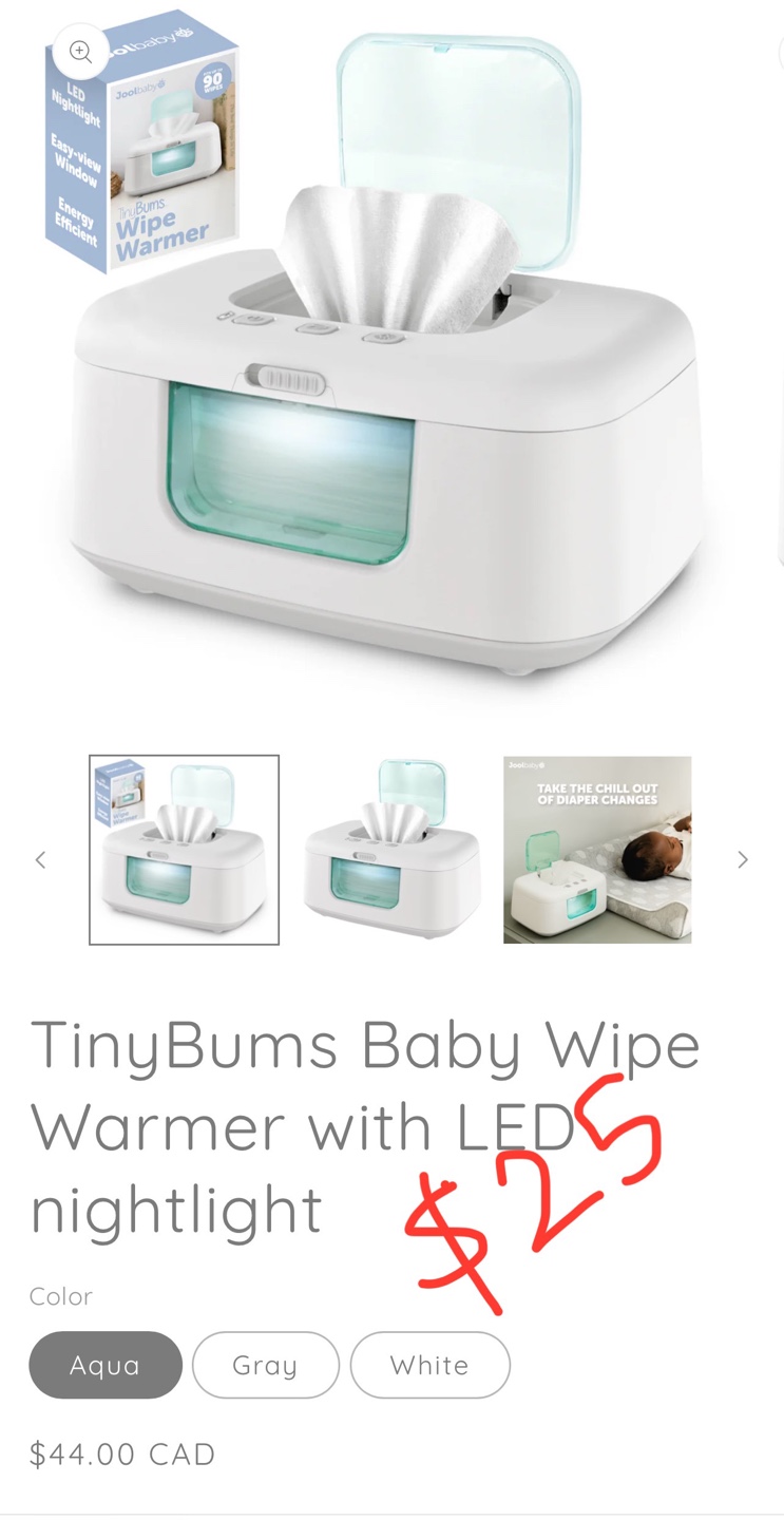 Tiny Bums Baby Wipe Warmer with LED Nightlight