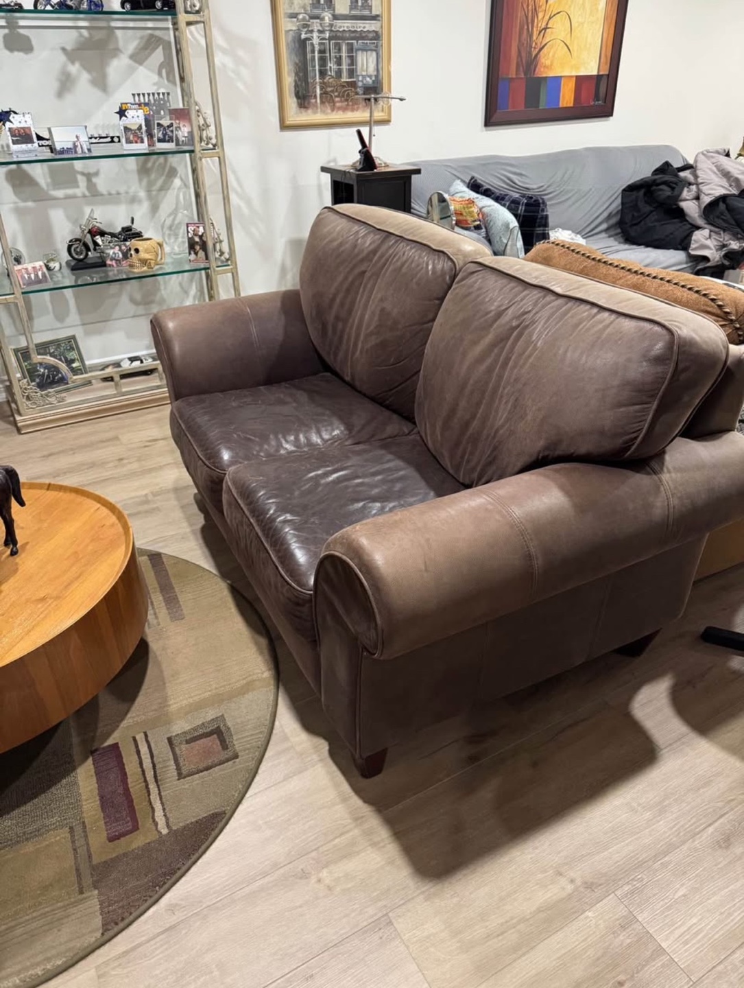 Brown Leather Loveseat - photo 2