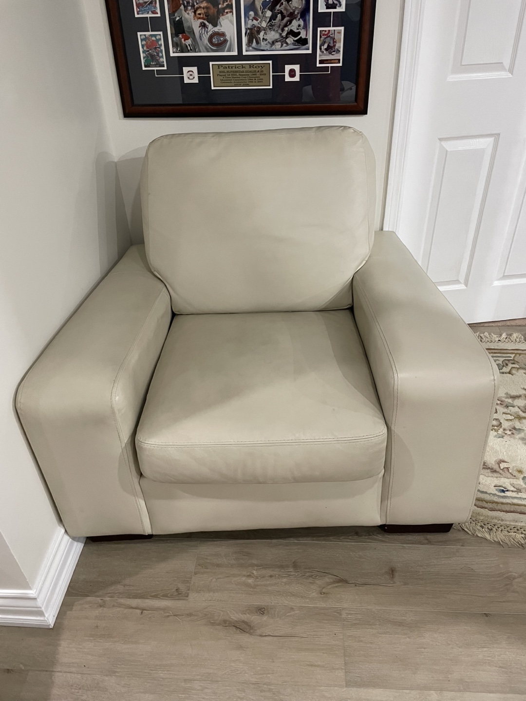 Cream Leather Armchair