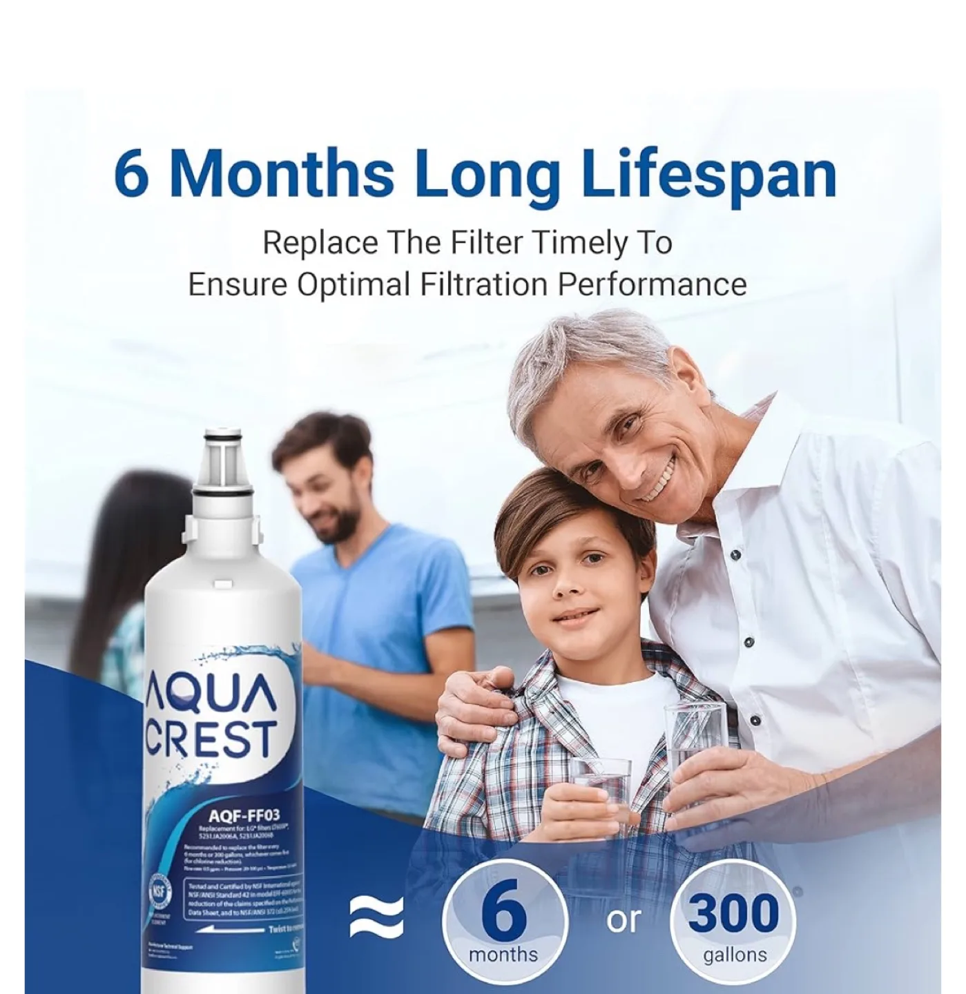 Aqua Crest Refrigerator Water Filter Replacement - AQF-FF03 image indicator(5)