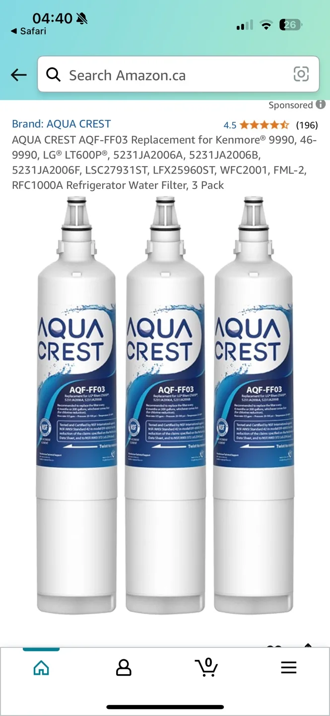 Aqua Crest Refrigerator Water Filter Replacement - AQF-FF03 image indicator(9)