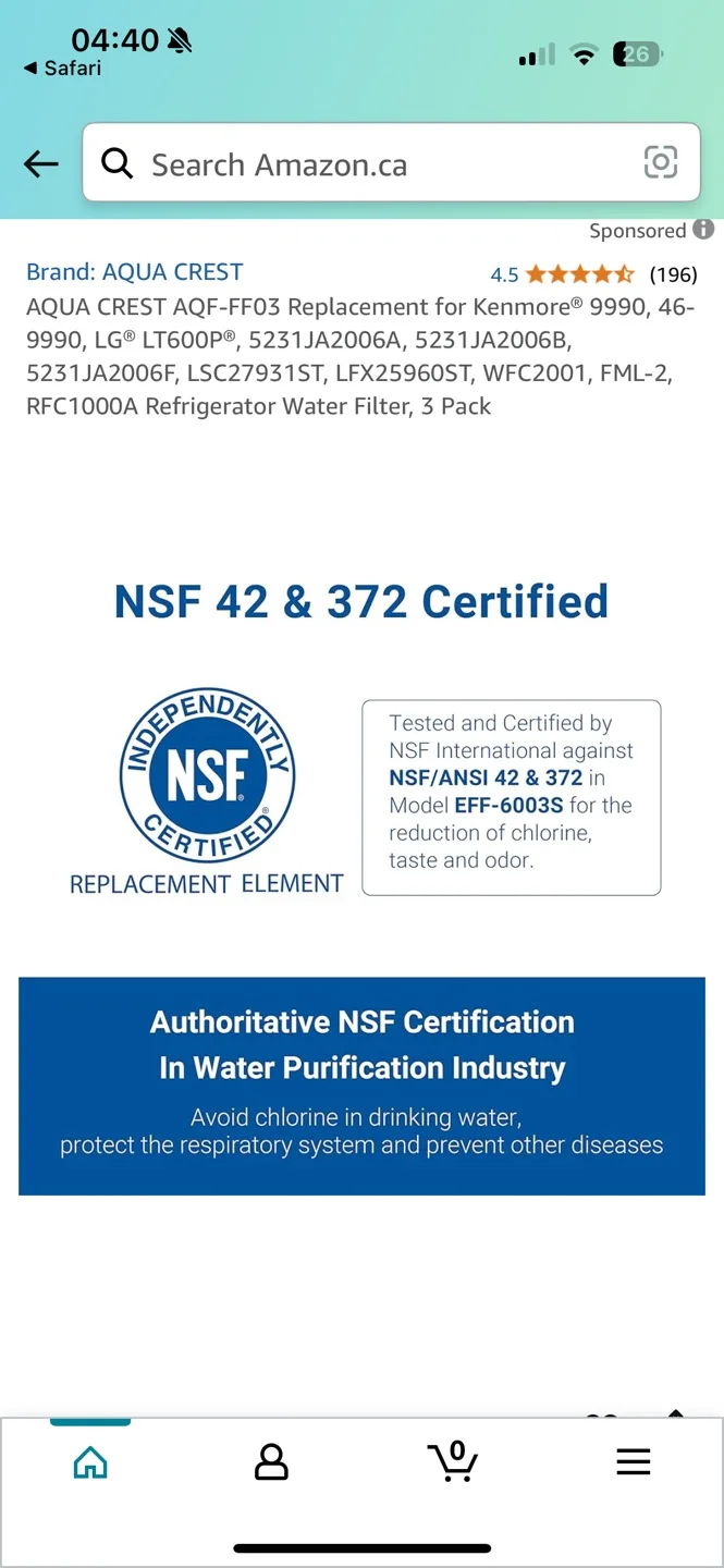 Aqua Crest Refrigerator Water Filter Replacement - AQF-FF03 image indicator(7)