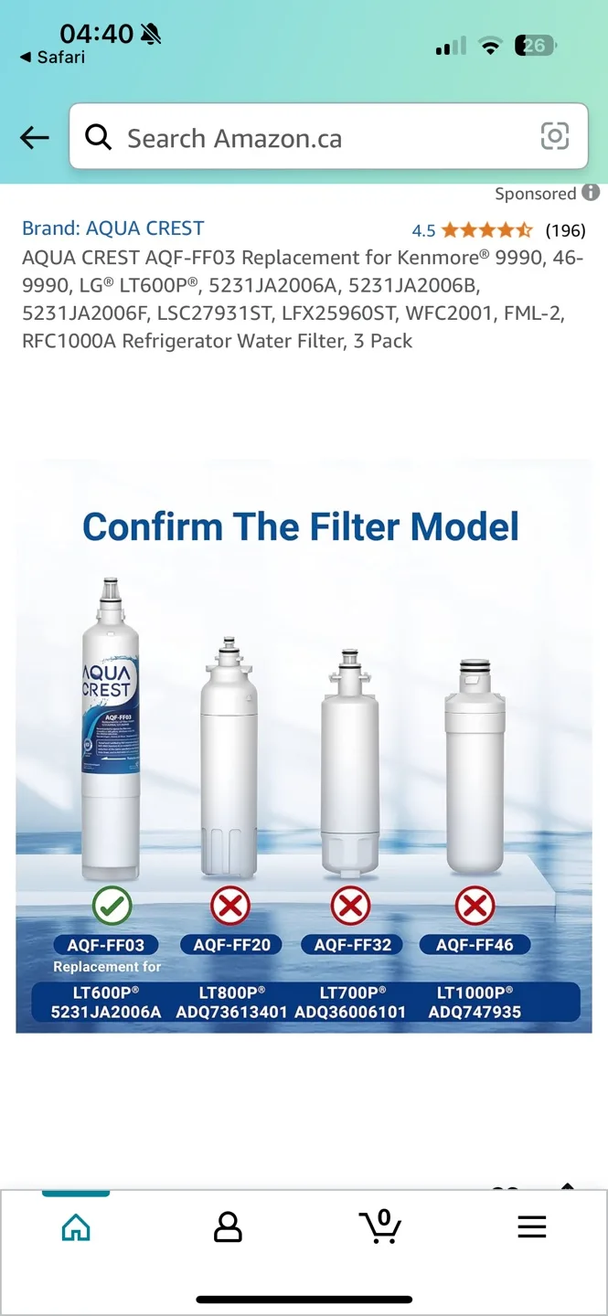 Aqua Crest Refrigerator Water Filter Replacement - AQF-FF03 image indicator(8)