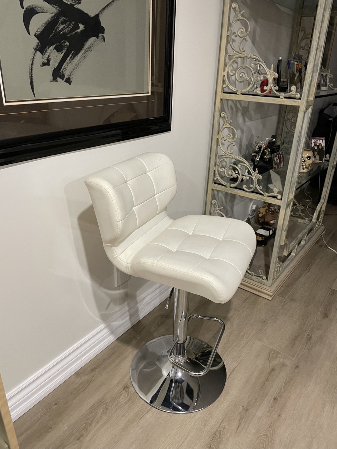 White Leather Bar Stool - photo 3