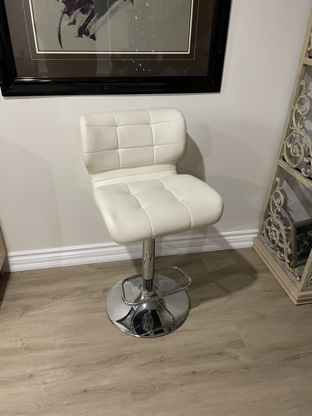 White Leather Bar Stool