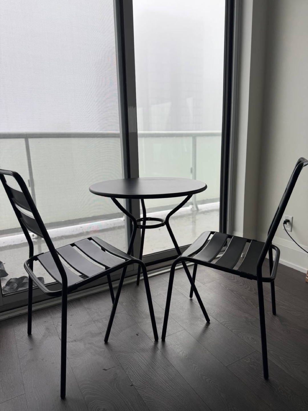 Black Metal Bistro Set - Table and Two Chairs - photo 2