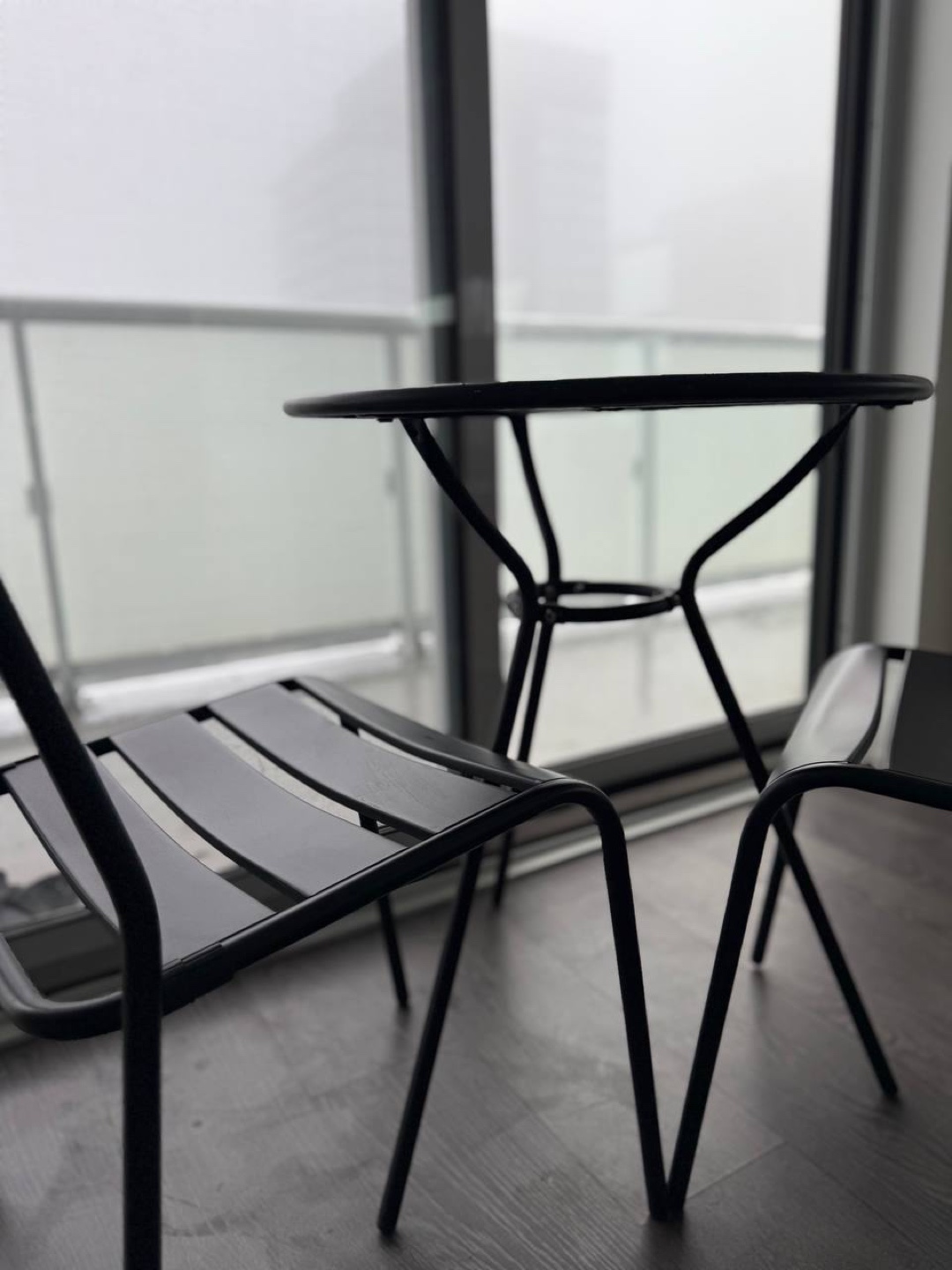 Black Metal Bistro Set - Table and Two Chairs