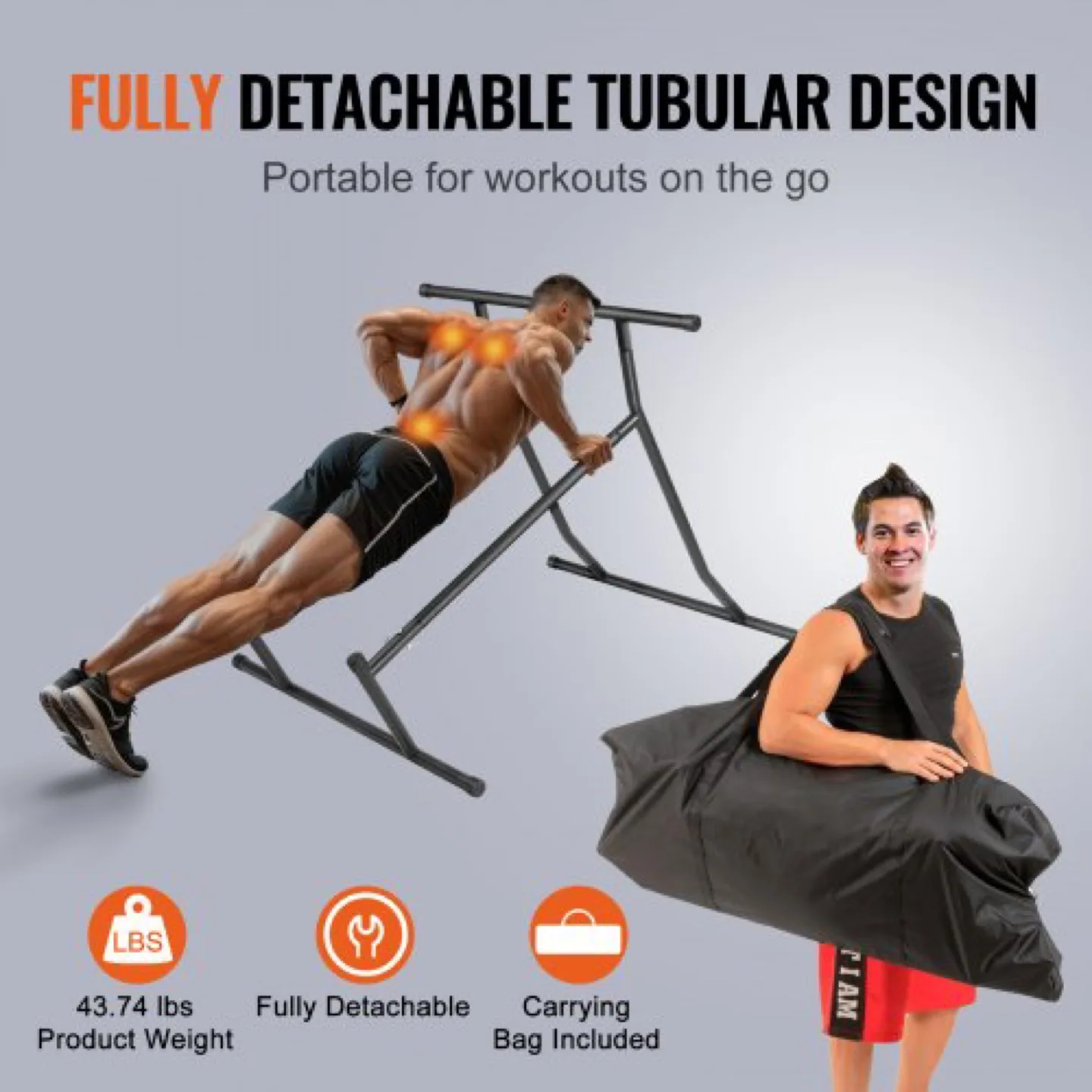 Vevor Adjustable Pull-Up Dip Station Home Gym Workout Stand image indicator(4)