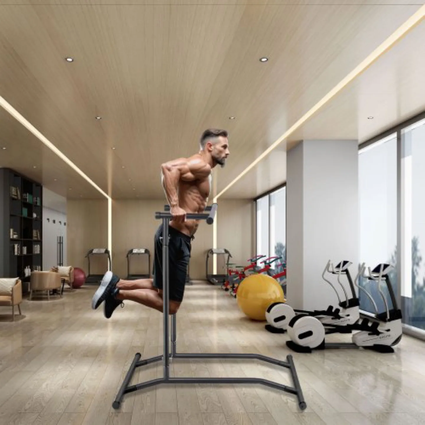 Vevor Adjustable Pull-Up Dip Station Home Gym Workout Stand image indicator(8)