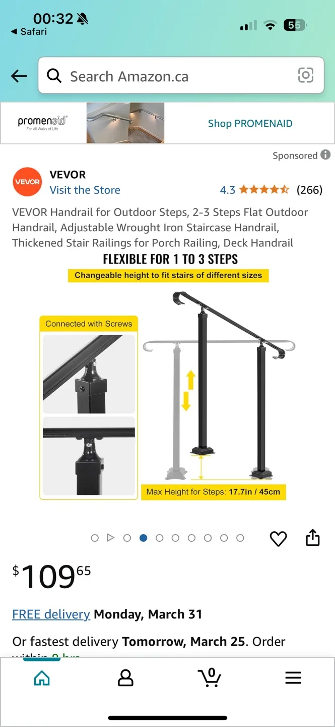 VEVOR Black Wrought Iron Handrail Kit with Mounting Hardware image indicator(6)