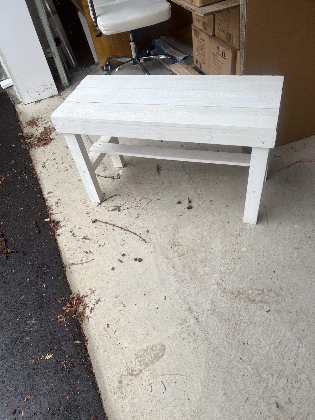 White Wooden Bench - photo 3