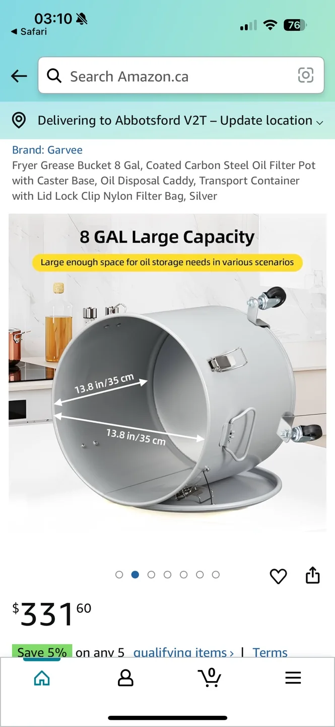Garvee 8-Gallon Grease Bucket with Caster Base and Lid image indicator(6)