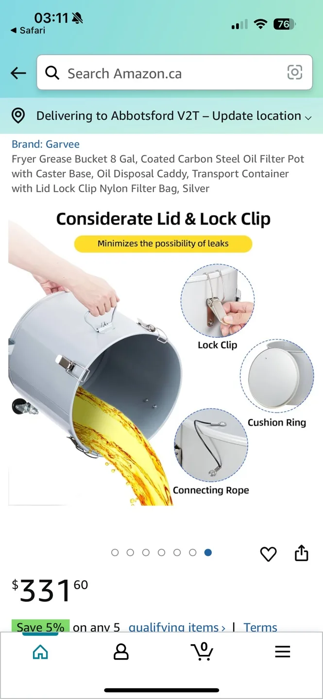 Garvee 8-Gallon Grease Bucket with Caster Base and Lid image indicator(9)