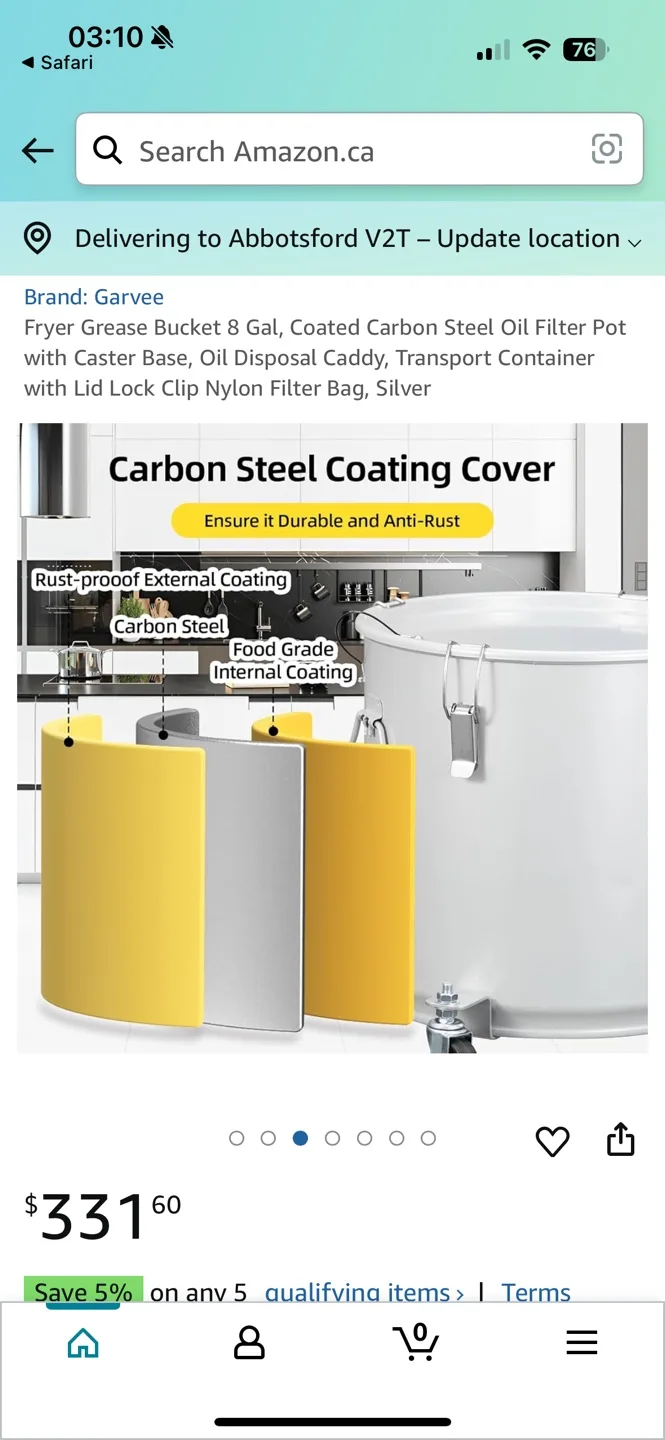 Garvee 8-Gallon Grease Bucket with Caster Base and Lid image indicator(7)