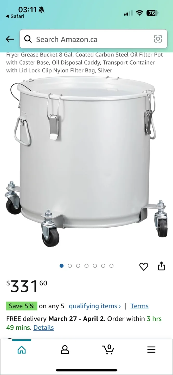Garvee 8-Gallon Grease Bucket with Caster Base and Lid image indicator(10)