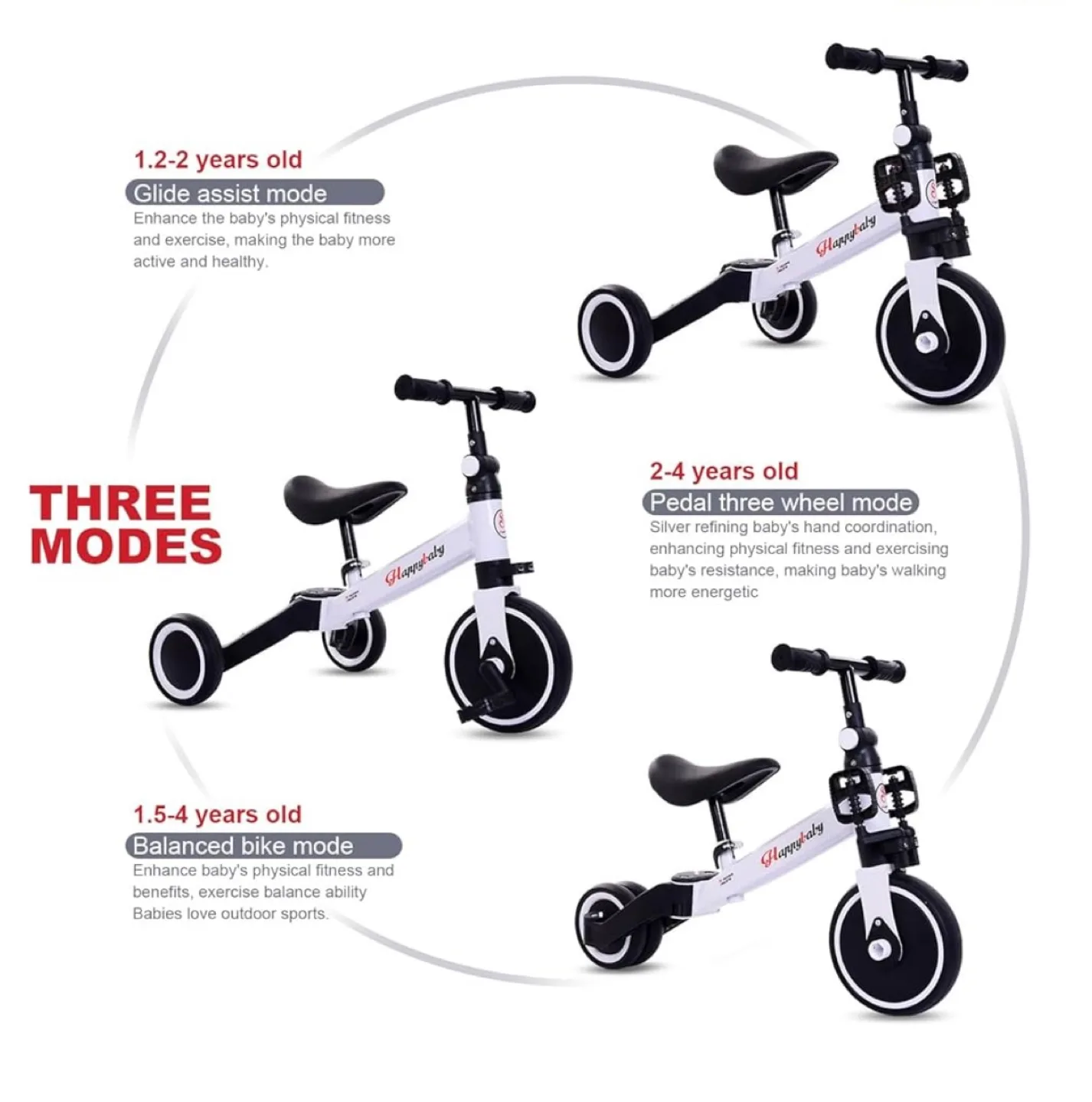 Happybaby 3-in-1 Tricycle - White image indicator(2)