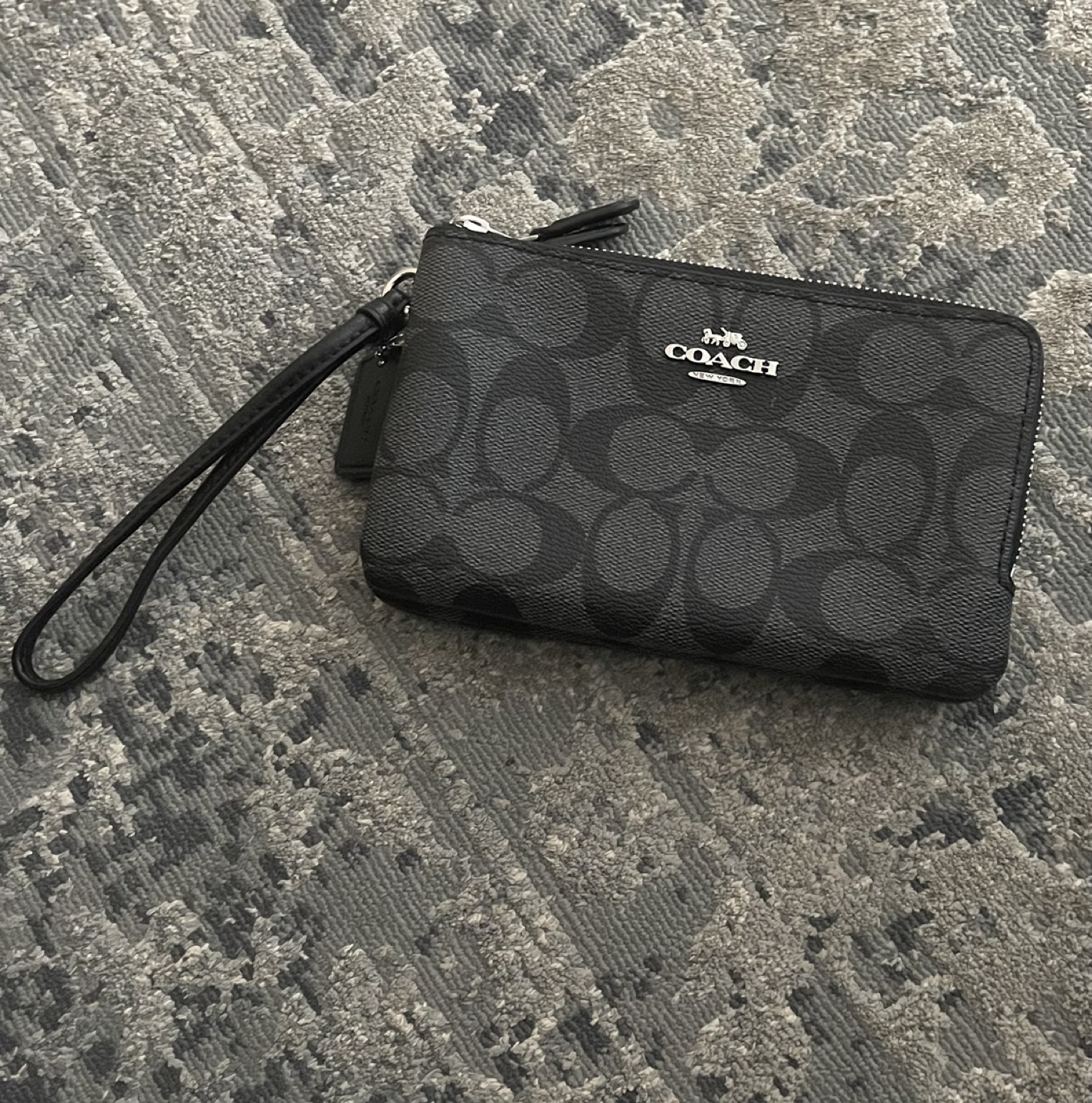 Coach Black Signature Canvas Wristlet
