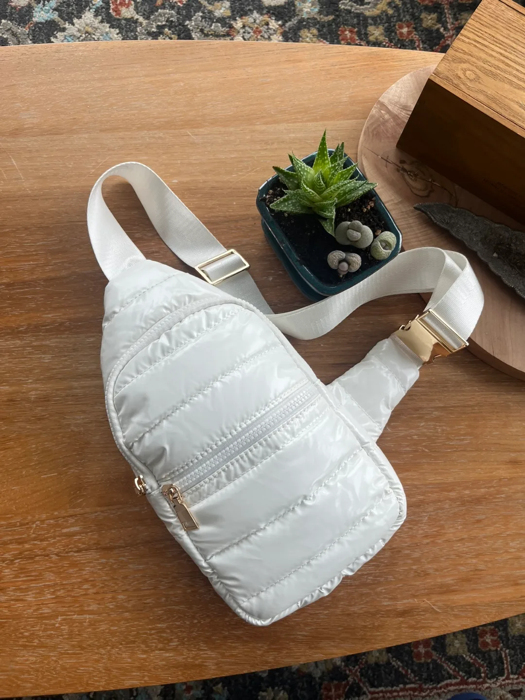 Ah-Dorned White Puffer Sling Bag thumbnail