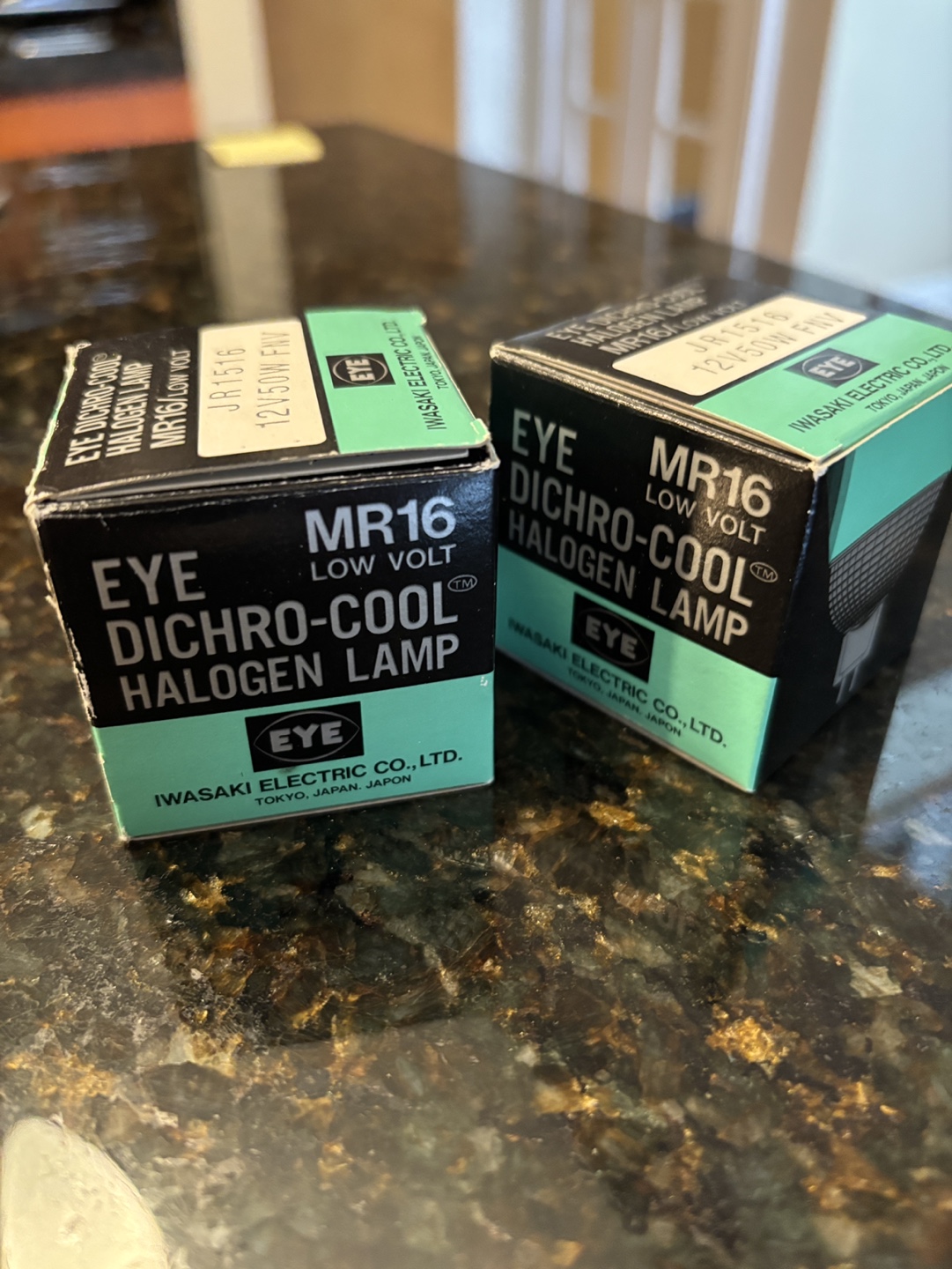 Two Vintage Iwasaki Eye Dichro-Cool MR16 Halogen Lamps