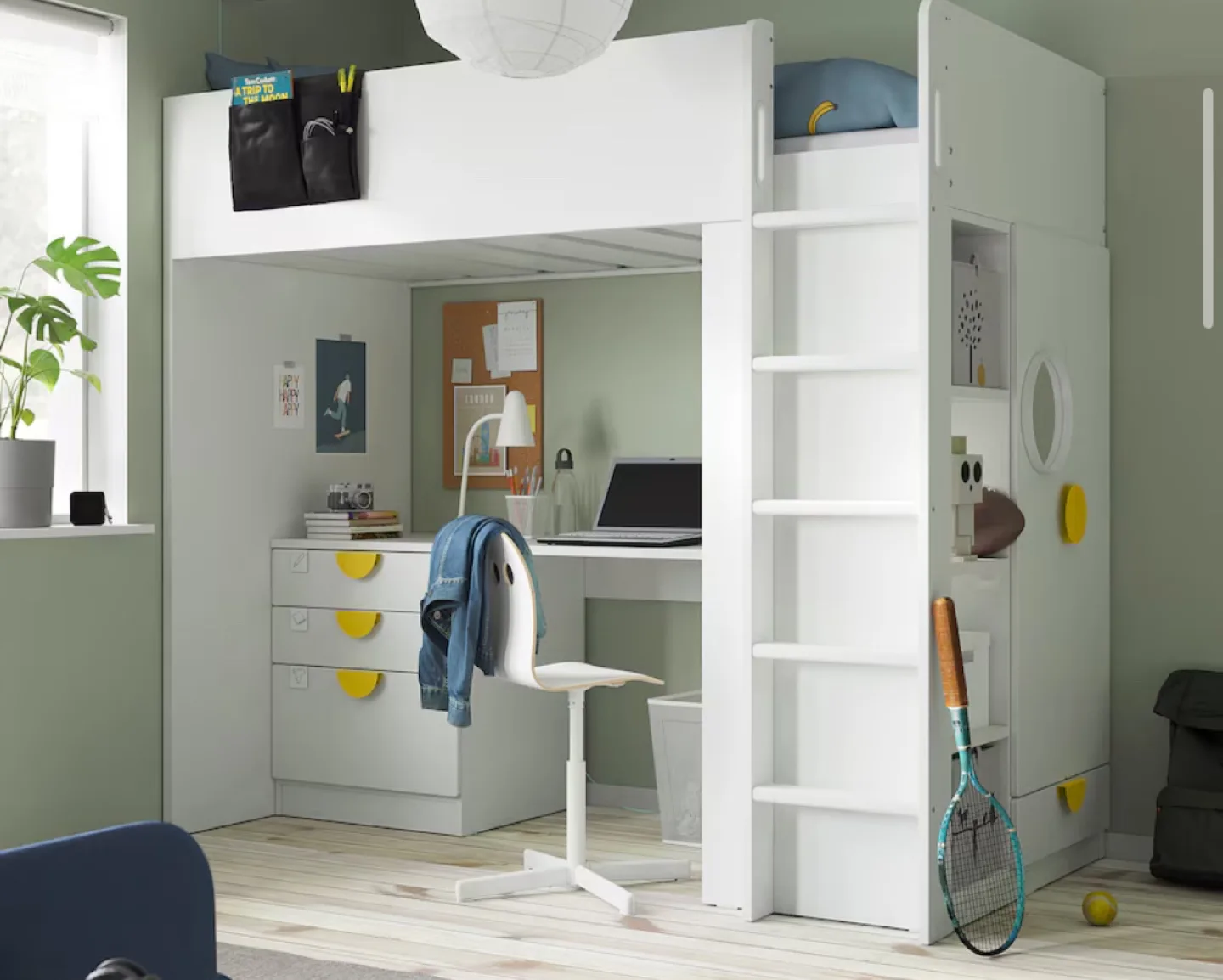 IKEA White High Sleeper Kid’s Bunk Bed with Desk and Wardrobe image indicator(2)