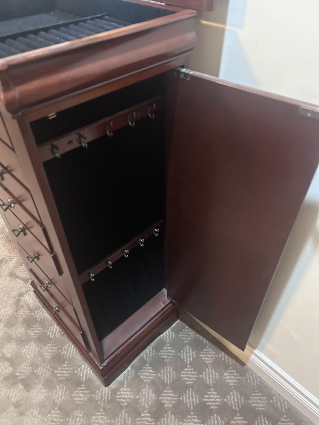 Cherry Wood Jewelry Armoire with Mirror - photo 5
