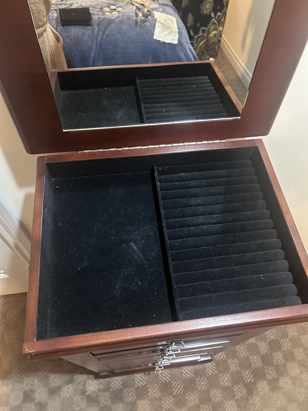 Cherry Wood Jewelry Armoire with Mirror - photo 2