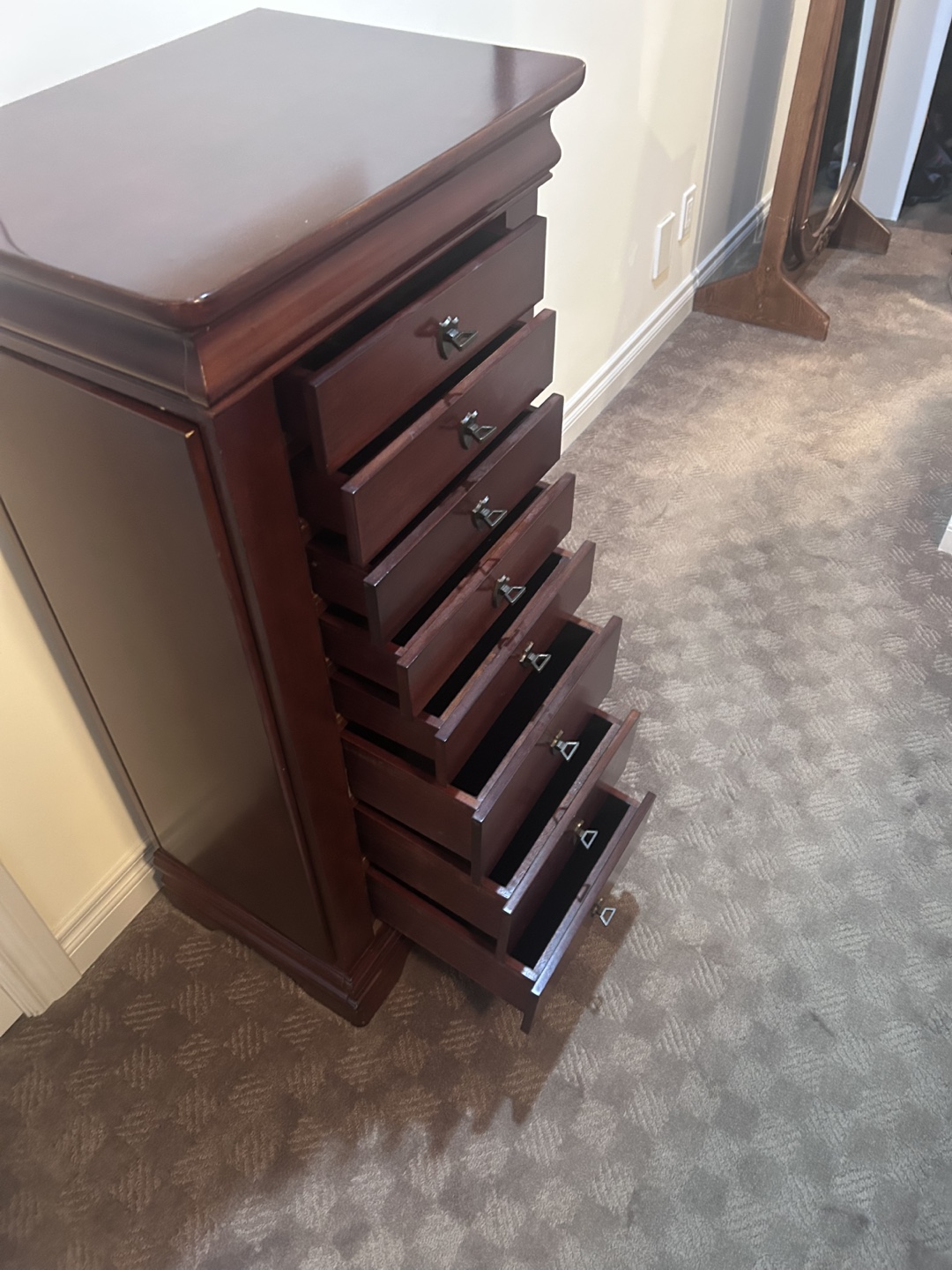 Cherry Wood Jewelry Armoire with Mirror - photo 4
