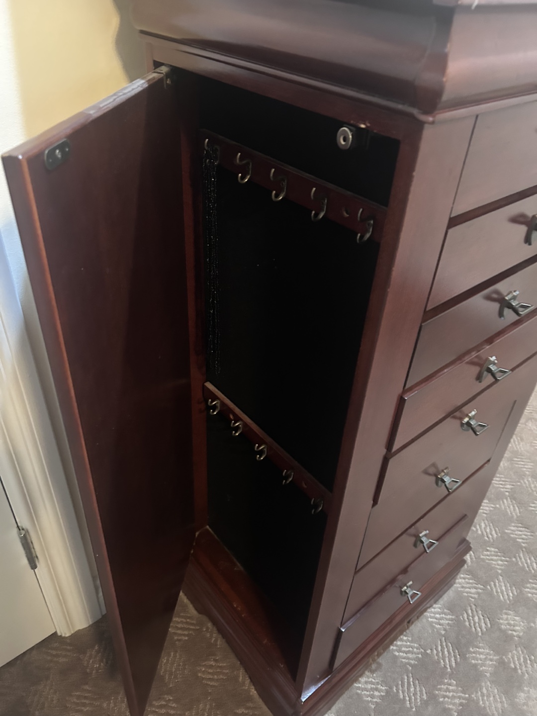 Cherry Wood Jewelry Armoire with Mirror - photo 3