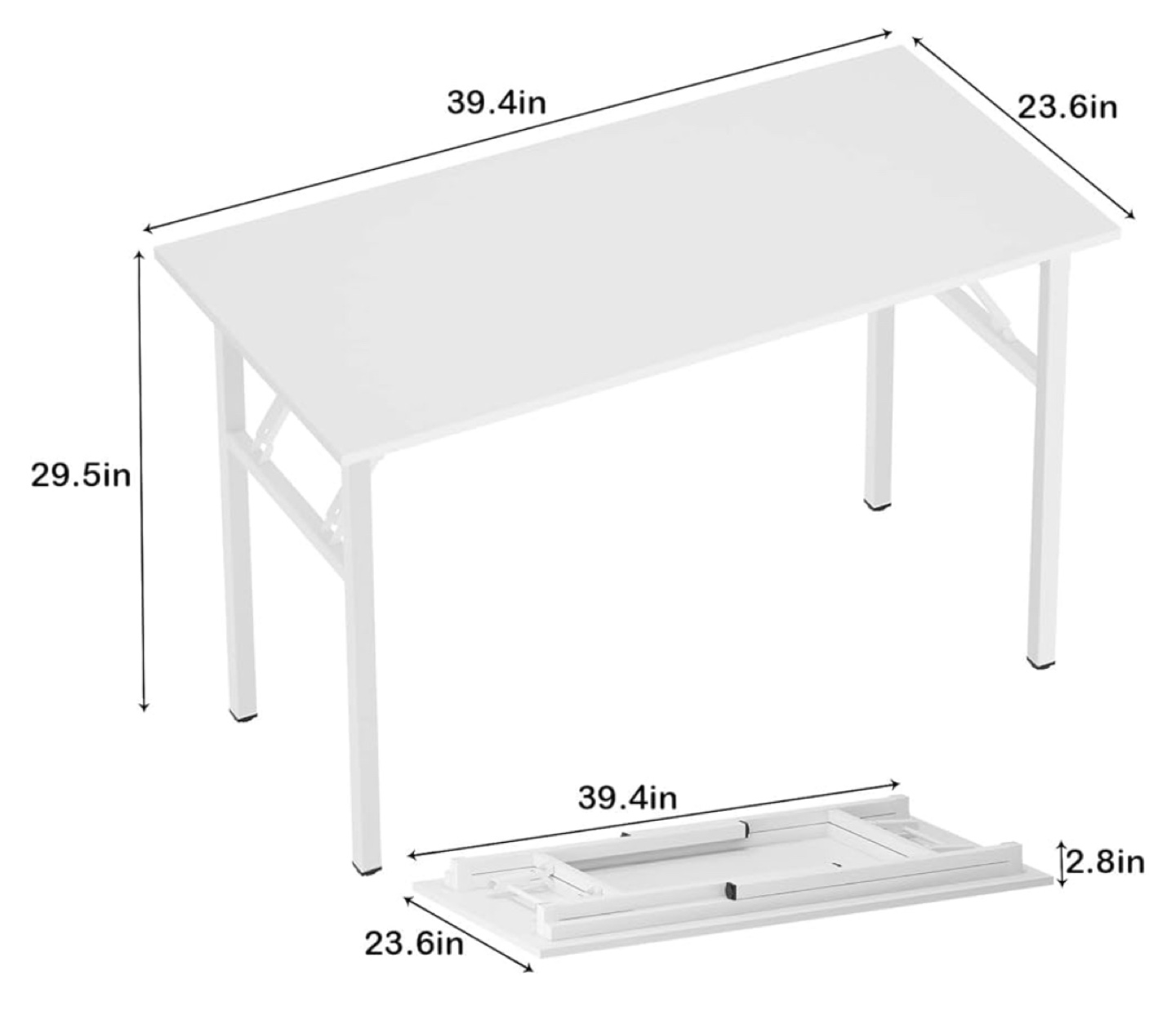 White Foldable Computer Desk - photo 2