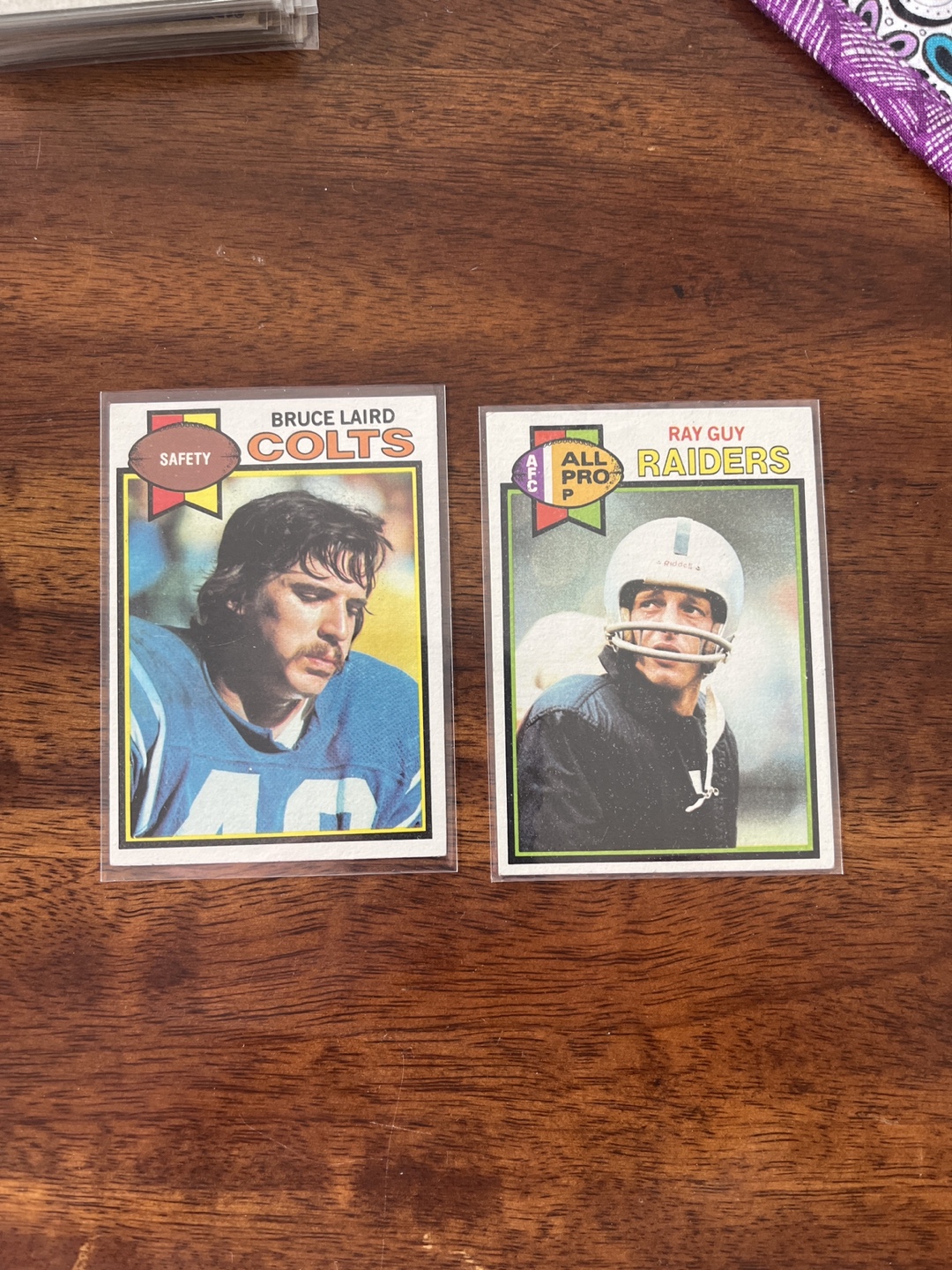 Vintage 1975 Topps NFL Football Cards - Bruce Laird & Ray Guy