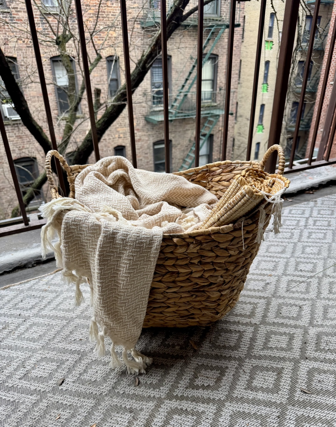 Large Woven Seagrass Basket with Handles