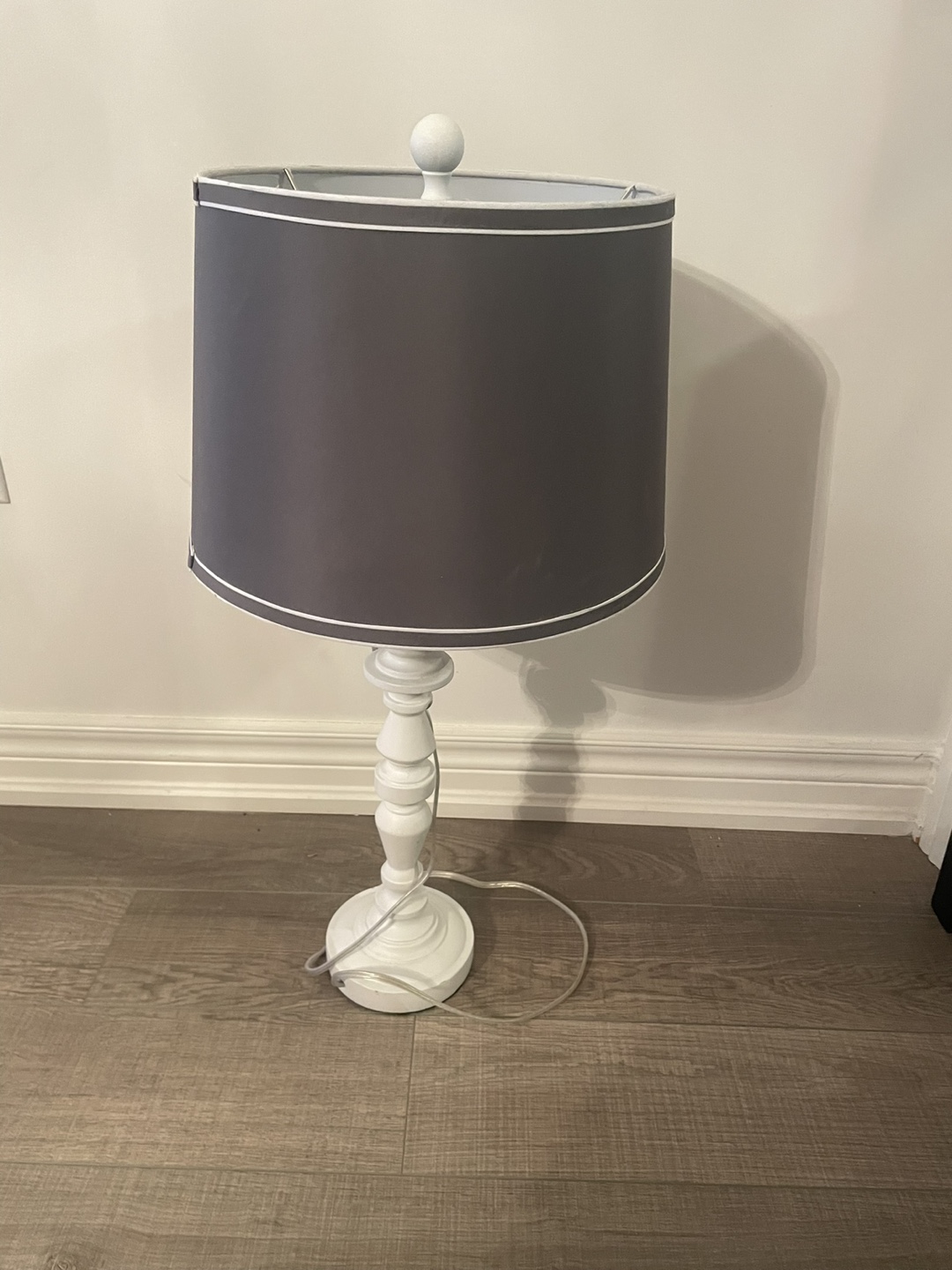 White Table Lamp with Grey Shade