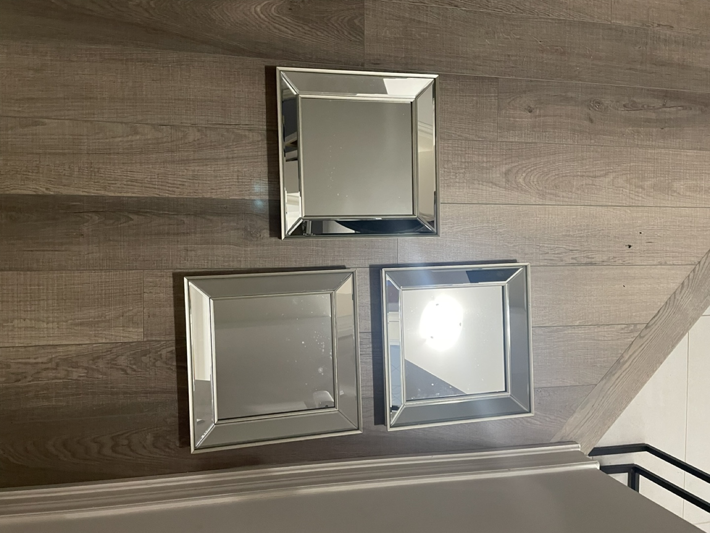 Set of three silver framed mirrors